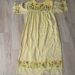 The Quacker Factory Embroidered Yellow Maxi Dress/Nightgown size XS